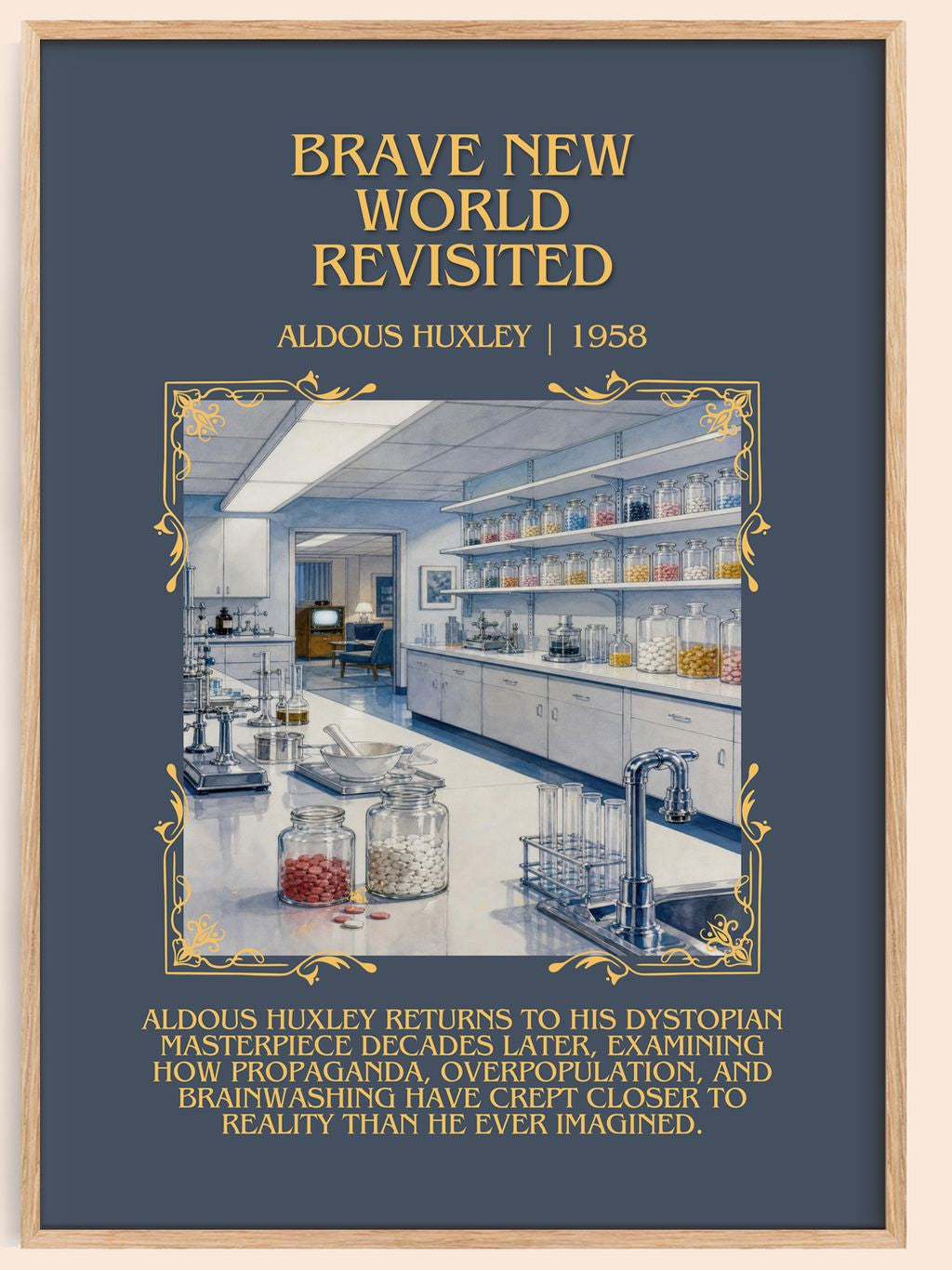 Brave New World Revisited Minimalist Book Poster by Aldous Huxley – book poster
