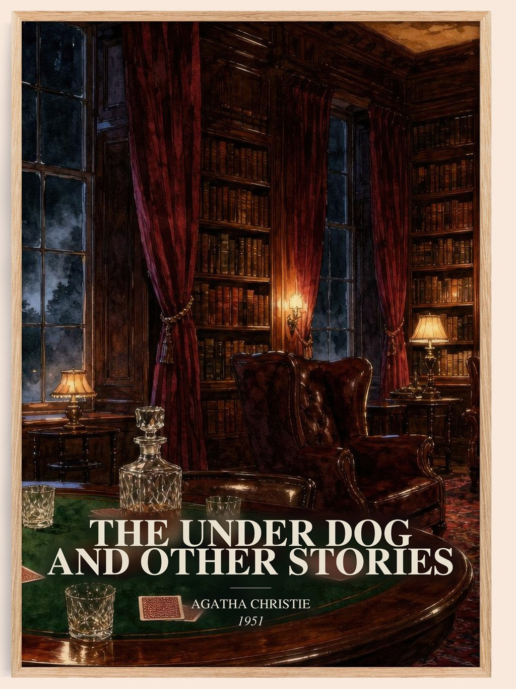 The Under Dog And Other Stories watercolour book poster by Agatha Christie – framed literary art print
