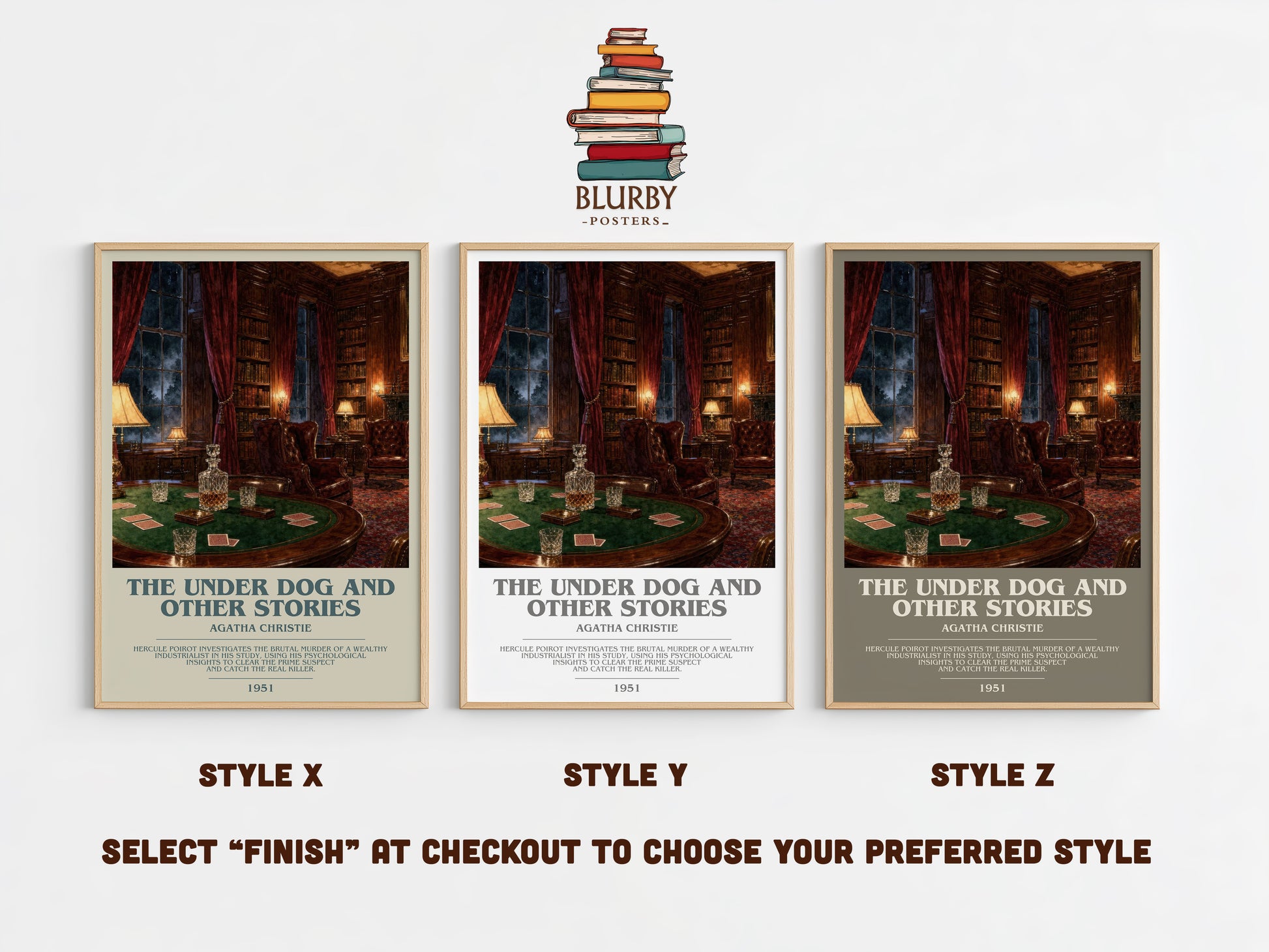 The Under Dog And Other Stories bookish print in frame leaning in hallway – mystery wall art