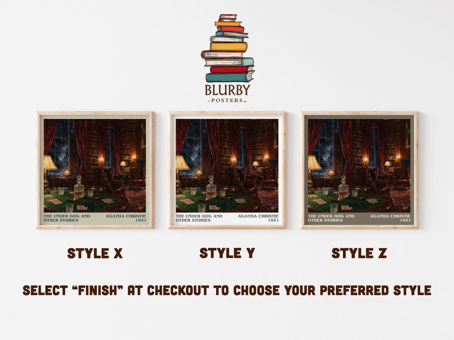 The Under Dog And Other Stories literary print in frame leaning in hallway – mystery wall art