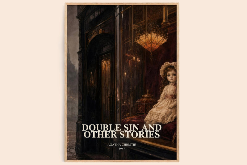 Double Sin And Other Stories watercolour book poster by Agatha Christie – framed literary art print