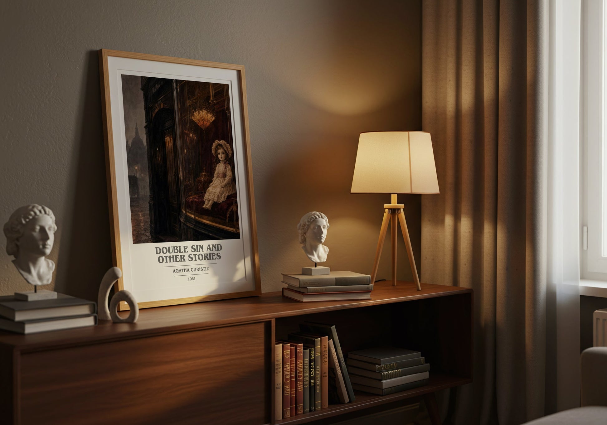 Double Sin And Other Stories book cover book poster framed on wall – mystery wall art