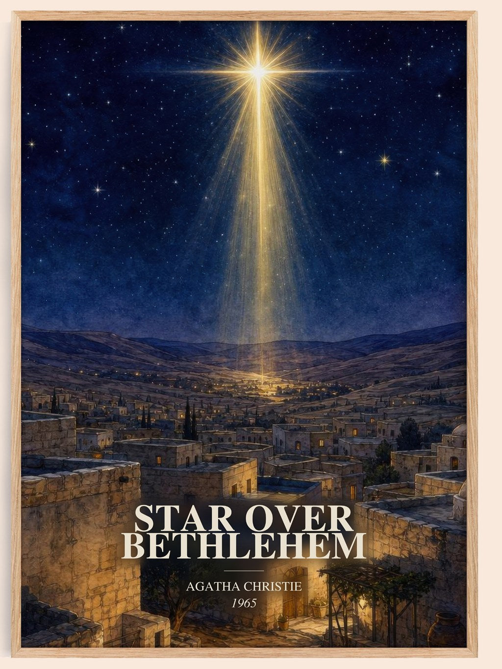 Star Over Bethlehem watercolour book poster by Agatha Christie – framed literary art print