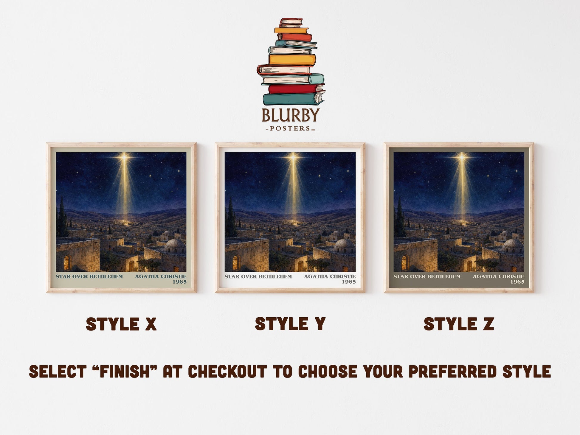 Star Over Bethlehem literary print in frame leaning in hallway – poetry wall art