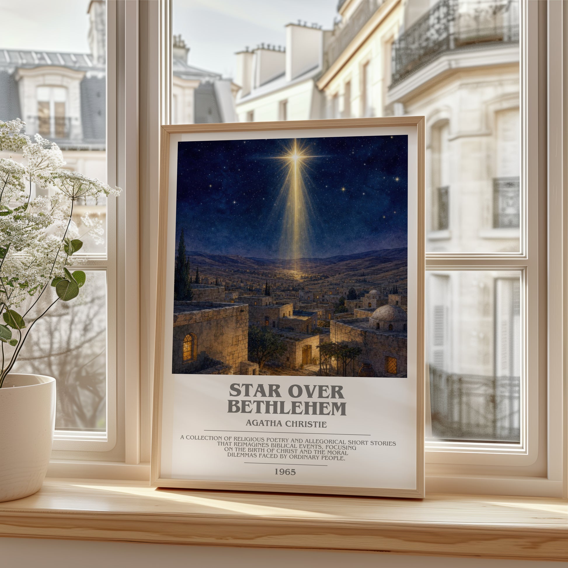Star Over Bethlehem bookish poster colour and style options – Agatha Christie book art