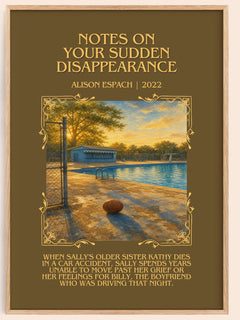 Notes On Your Sudden Disappearance Minimalist Book Poster by A. Espach – image 1