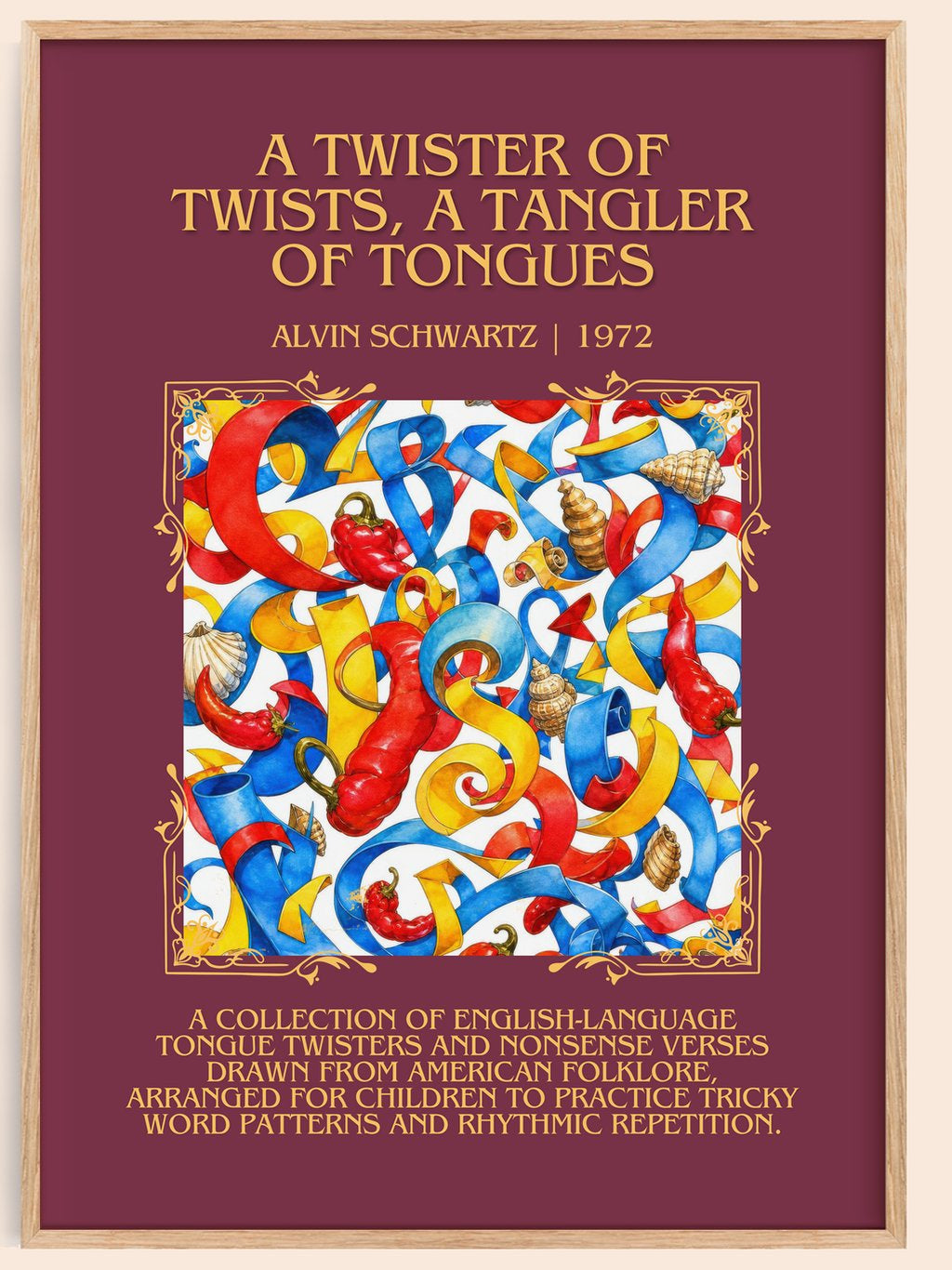 Twister Of Twists, A Tangler Of Tongues Minimalist Book Poster – book poster
