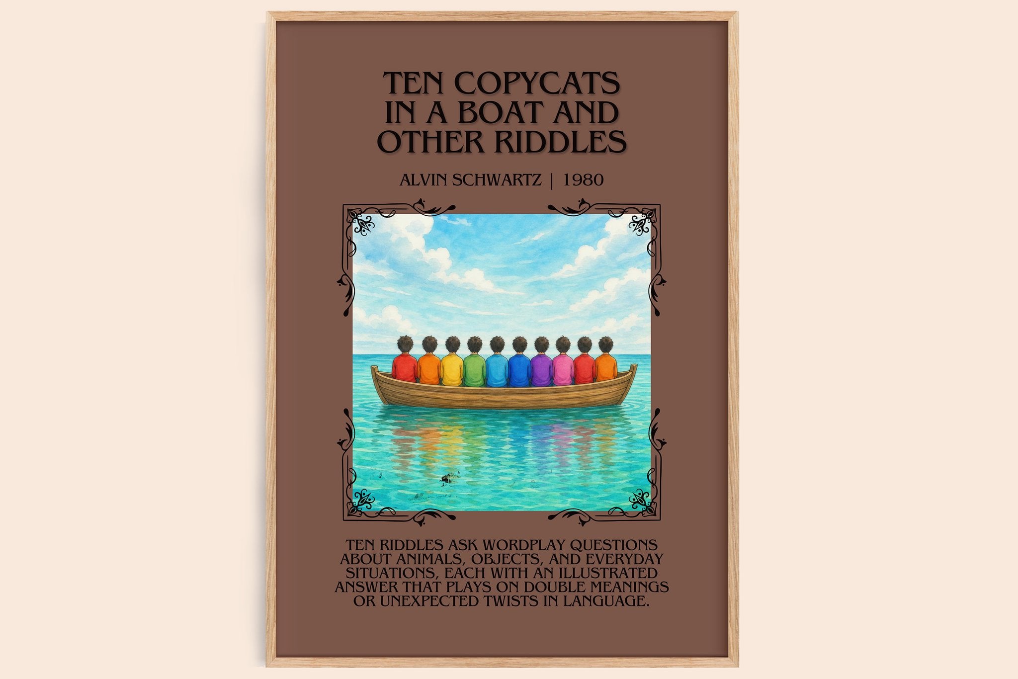 Ten Copycats In A Boat And Other Riddles Minimalist Book Poster by Alvin Schwartz