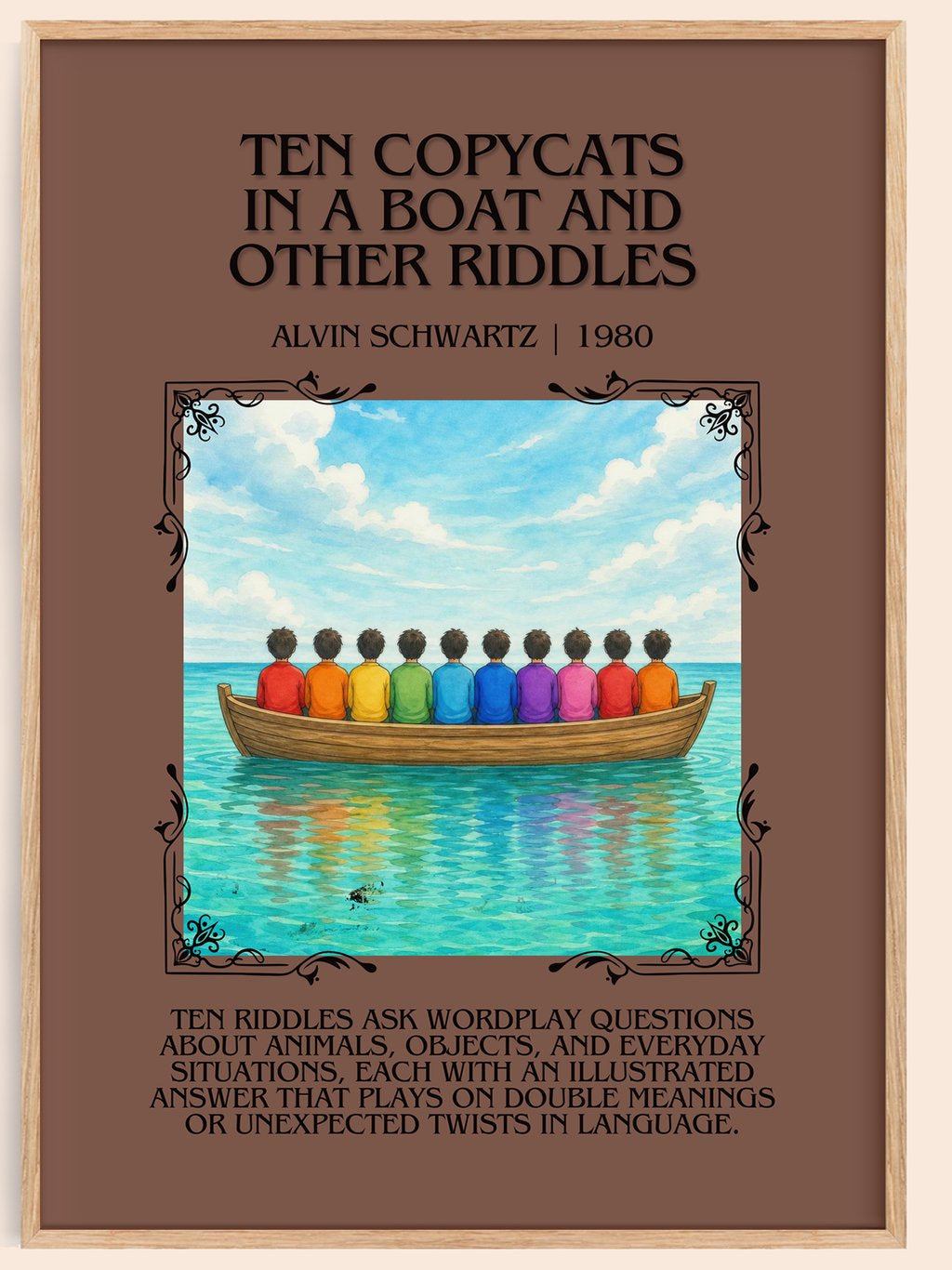 Ten Copycats In A Boat And Other Riddles Minimalist Book Poster – book poster