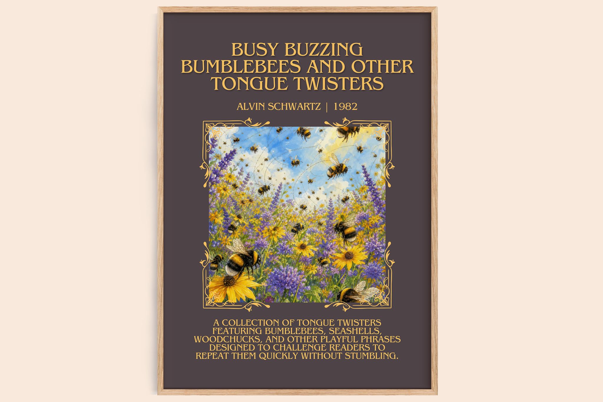 Busy Buzzing Bumblebees And Other Tongue Twisters Minimalist Book Poster by Alvin Schwartz