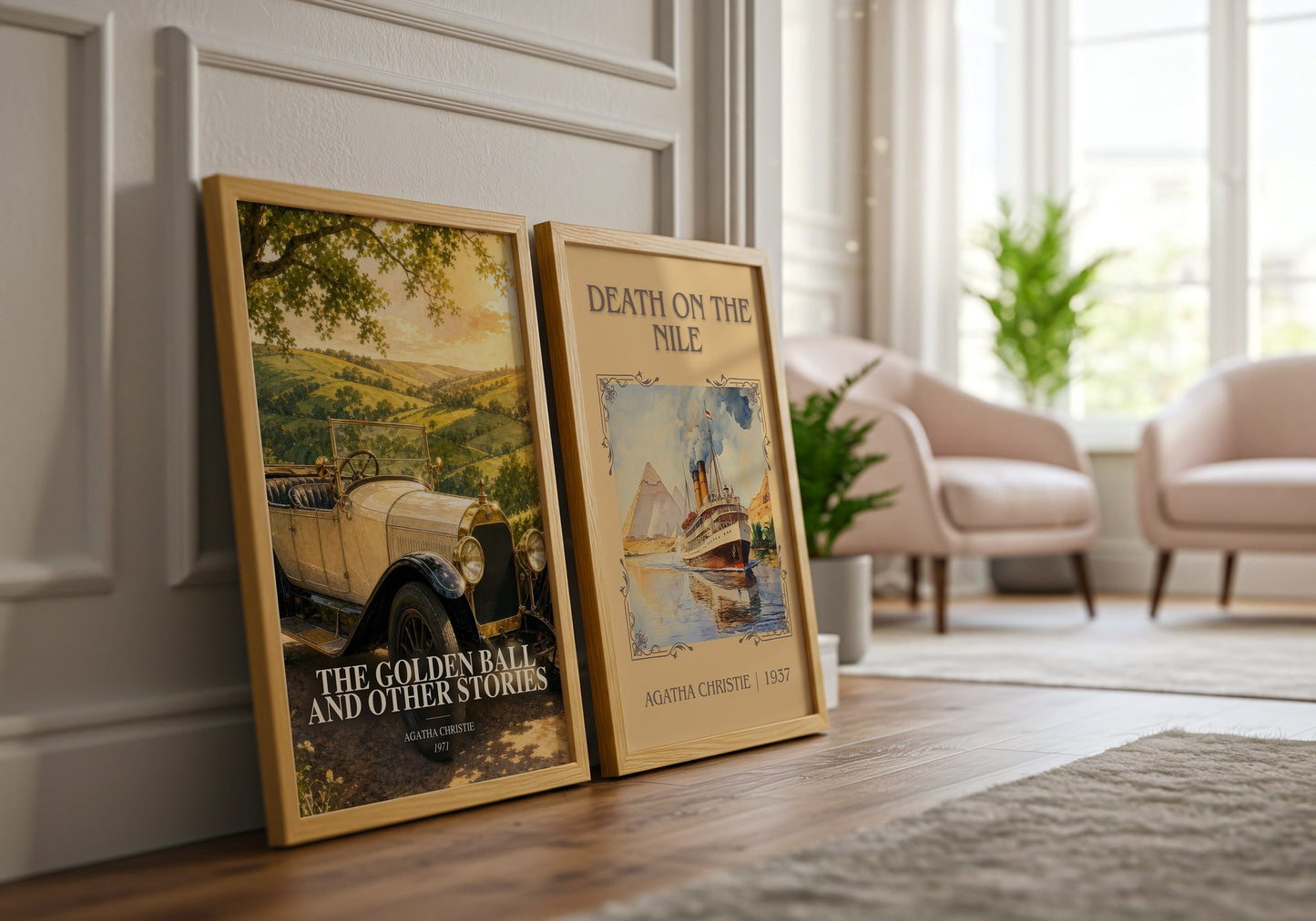 The Golden Ball And Other Stories watercolour print framed by window – literary home decor