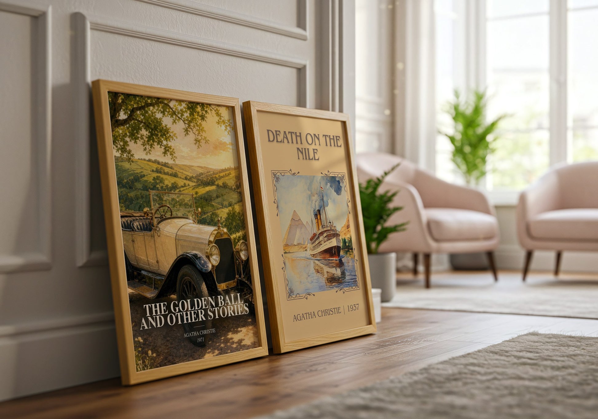 The Golden Ball And Other Stories watercolour print framed by window – literary home decor