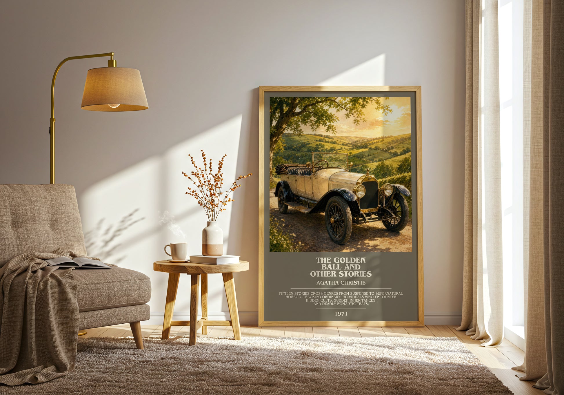 The Golden Ball And Other Stories bookish print on bookshelf – Agatha Christie fan gift