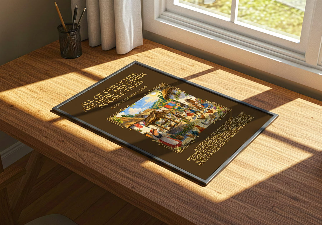 All Of Our Nose'S Are Here And Other Noodle Tales Minimalist Book – print on a sunlit desk