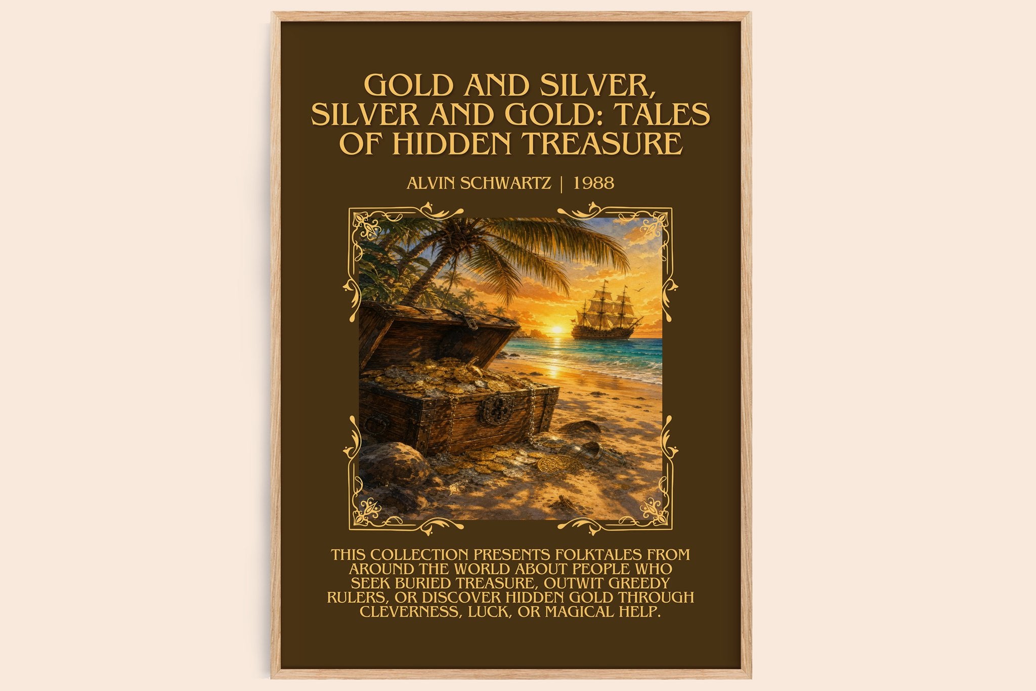 Gold And Silver, Silver And Gold: Tales Of Hidden Treasure Minimalist Book Poster by Alvin Schwartz