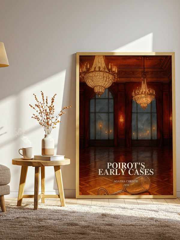 Poirot'S Early Cases watercolour print in frame leaning in hallway – mystery wall art