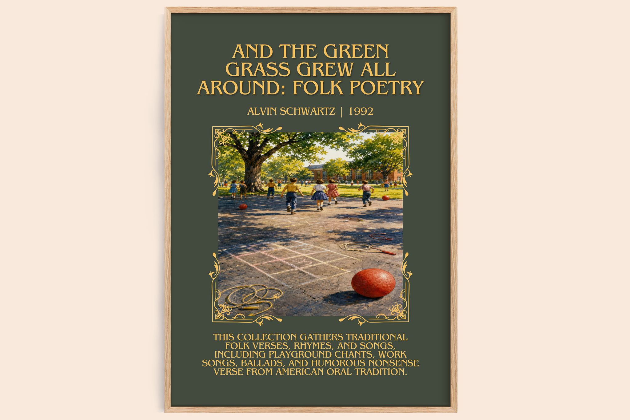 And The Green Grass Grew All Around: Folk Poetry Minimalist Book Poster by Alvin Schwartz