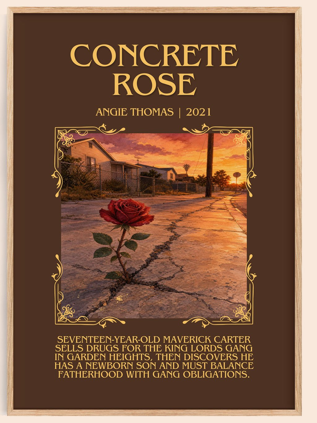 Concrete Rose Minimalist Book Poster by Angie Thomas – book poster