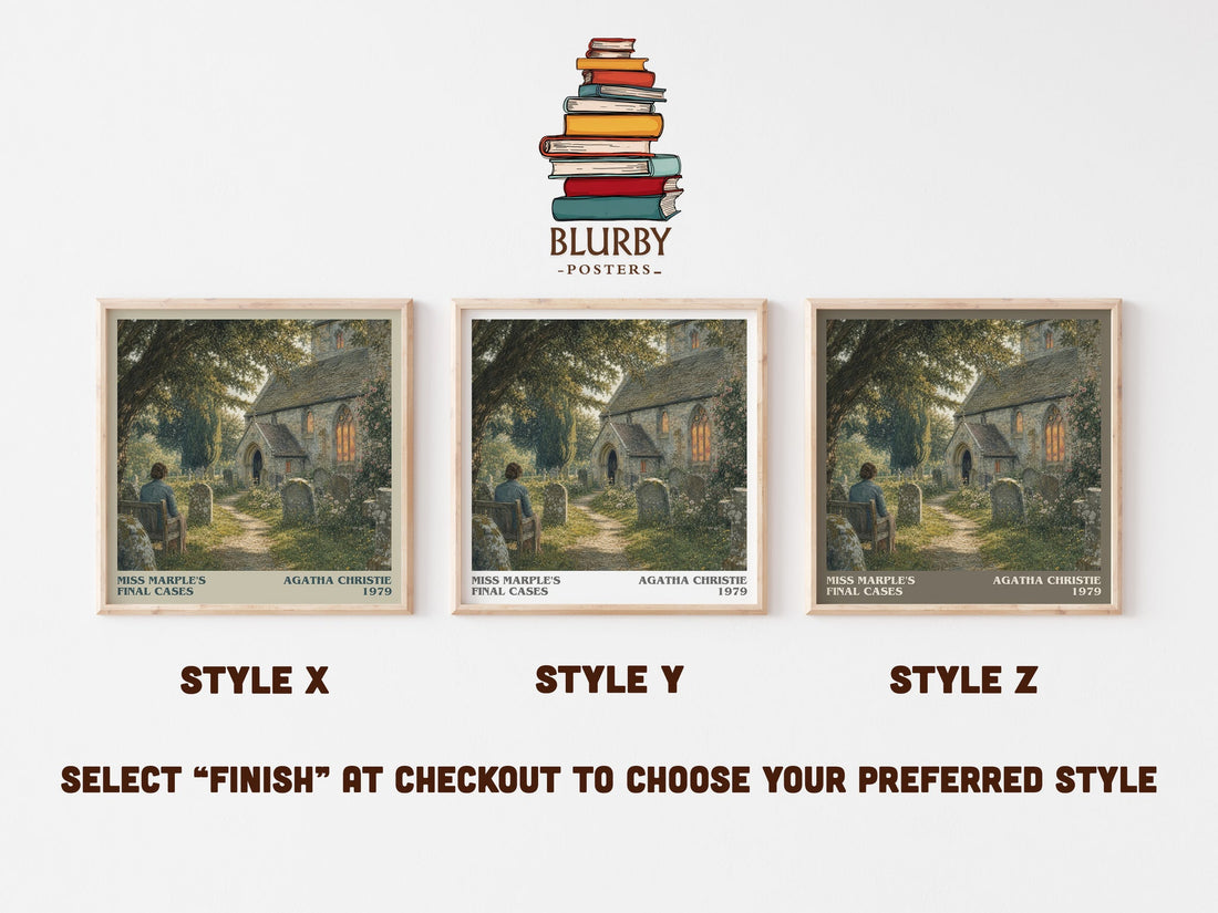 Miss Marple'S Final Cases literary print in frame leaning in hallway – mystery wall art (mockup)