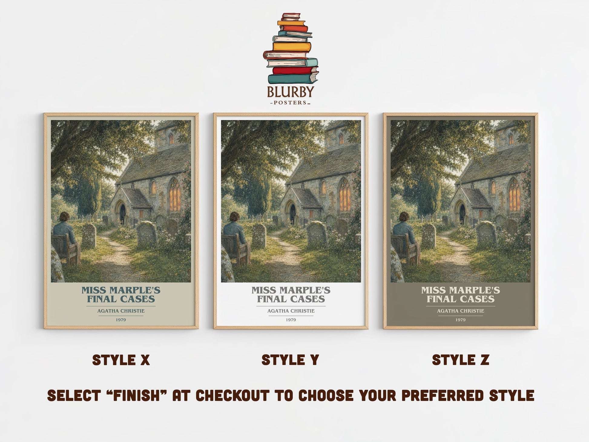 Miss Marple'S Final Cases book cover print in frame leaning in hallway – mystery wall art