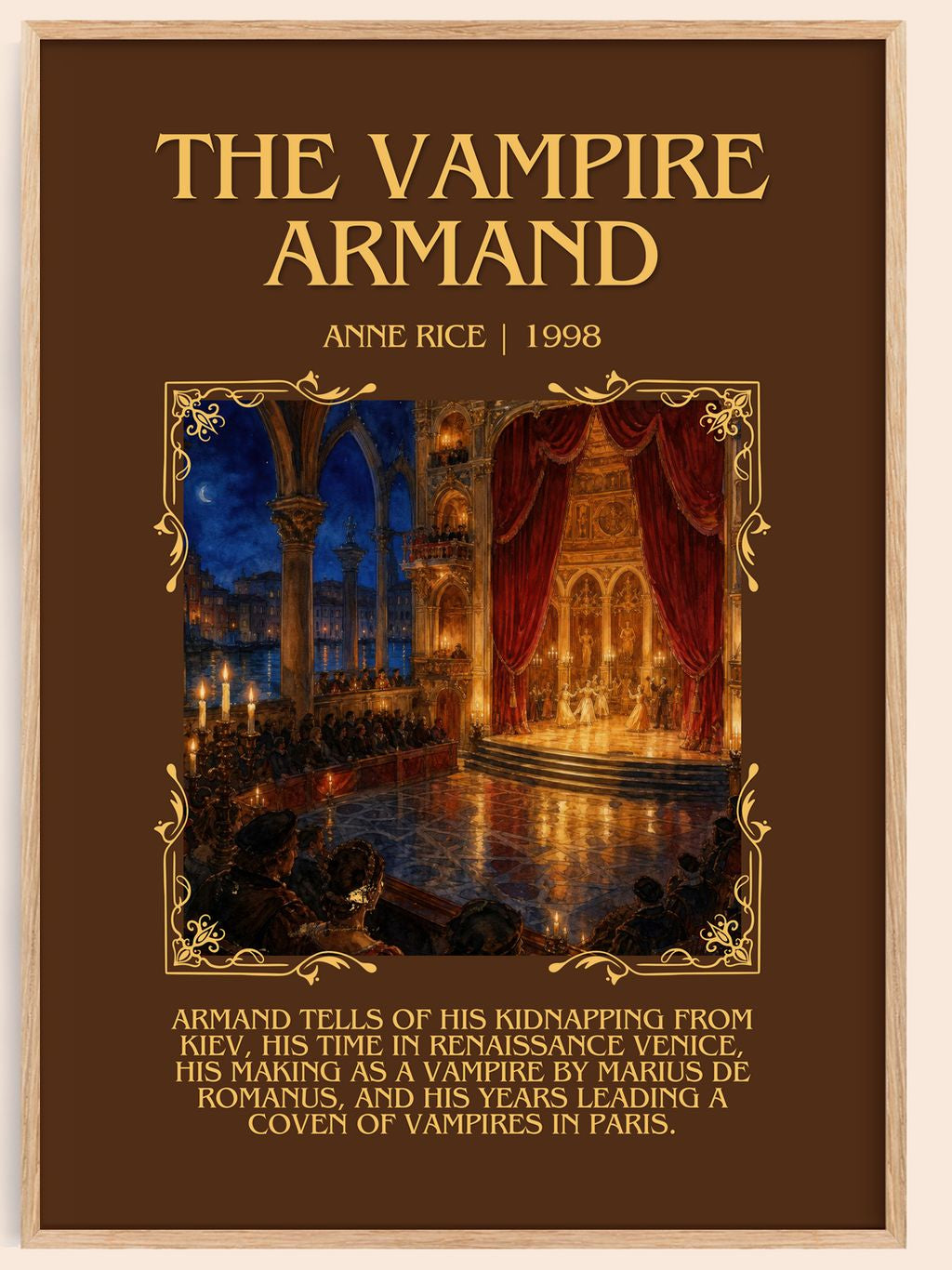 The Vampire Armand Minimalist Book Poster by Anne Rice – book poster