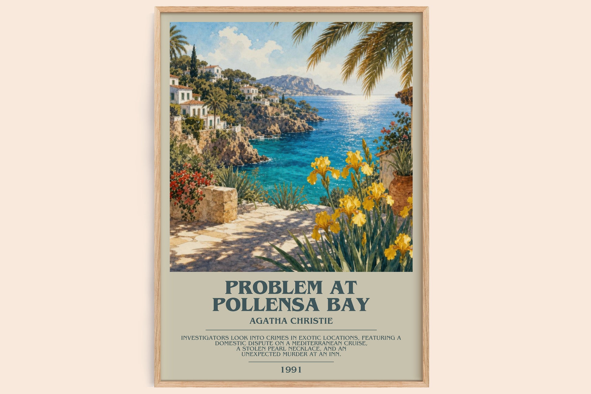 Problem At Pollensa Bay bookish book poster by Agatha Christie – framed literary art print