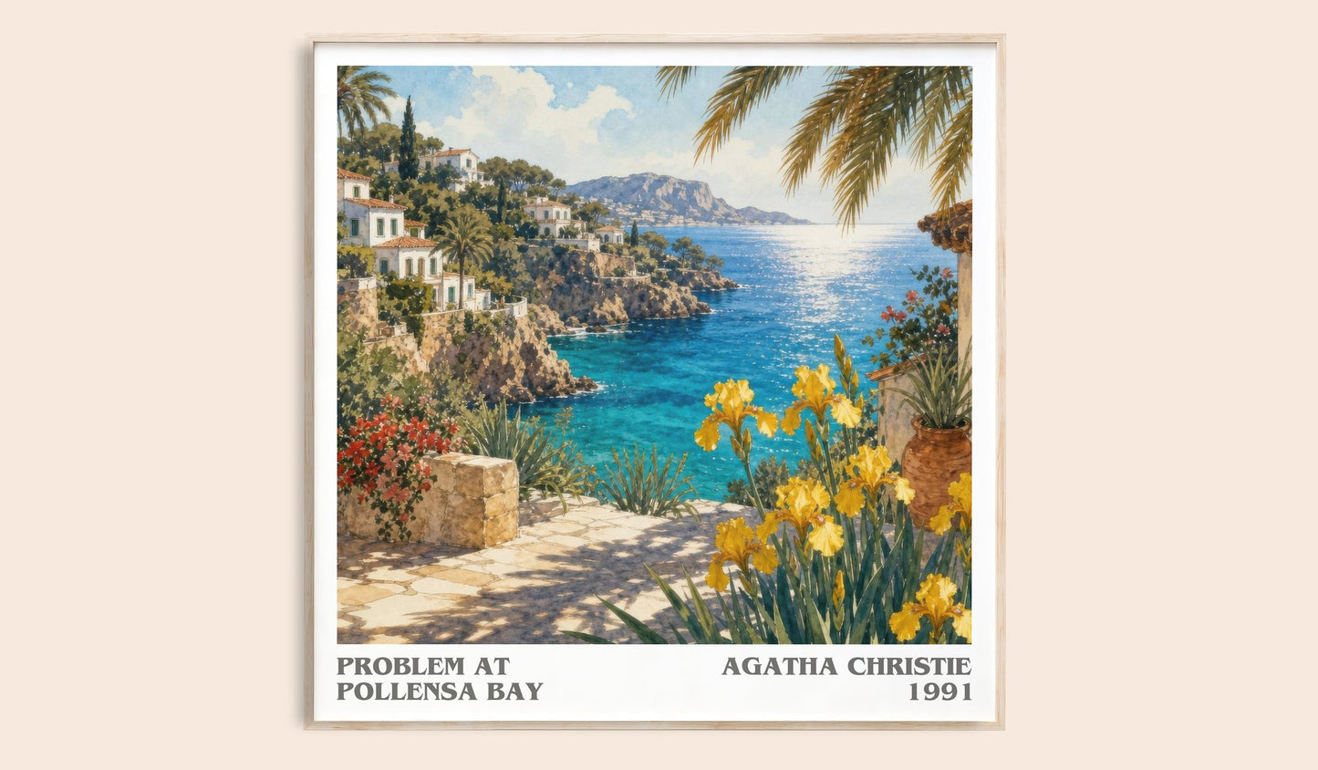 Problem At Pollensa Bay literary book poster by Agatha Christie – framed literary art print