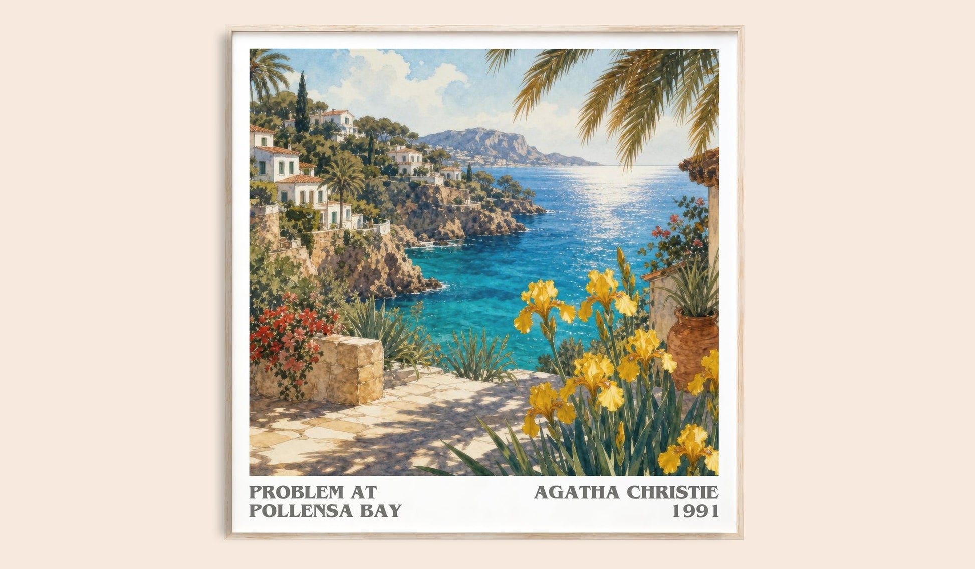 Problem At Pollensa Bay literary book poster by Agatha Christie – framed literary art print