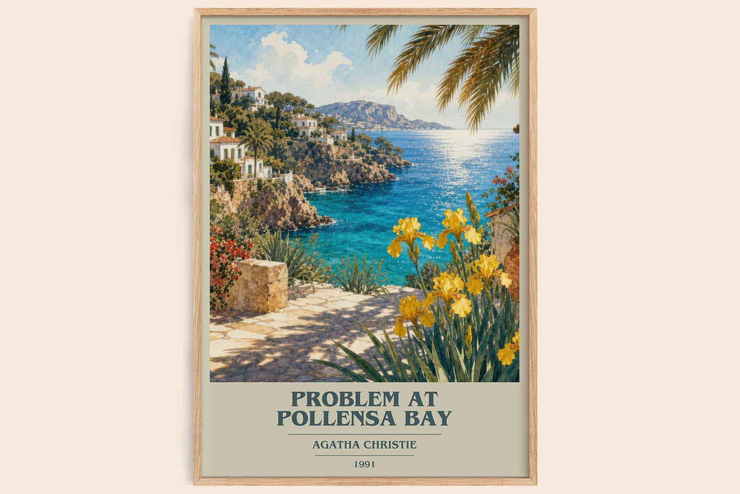 Problem At Pollensa Bay book cover book poster by Agatha Christie – framed literary art print