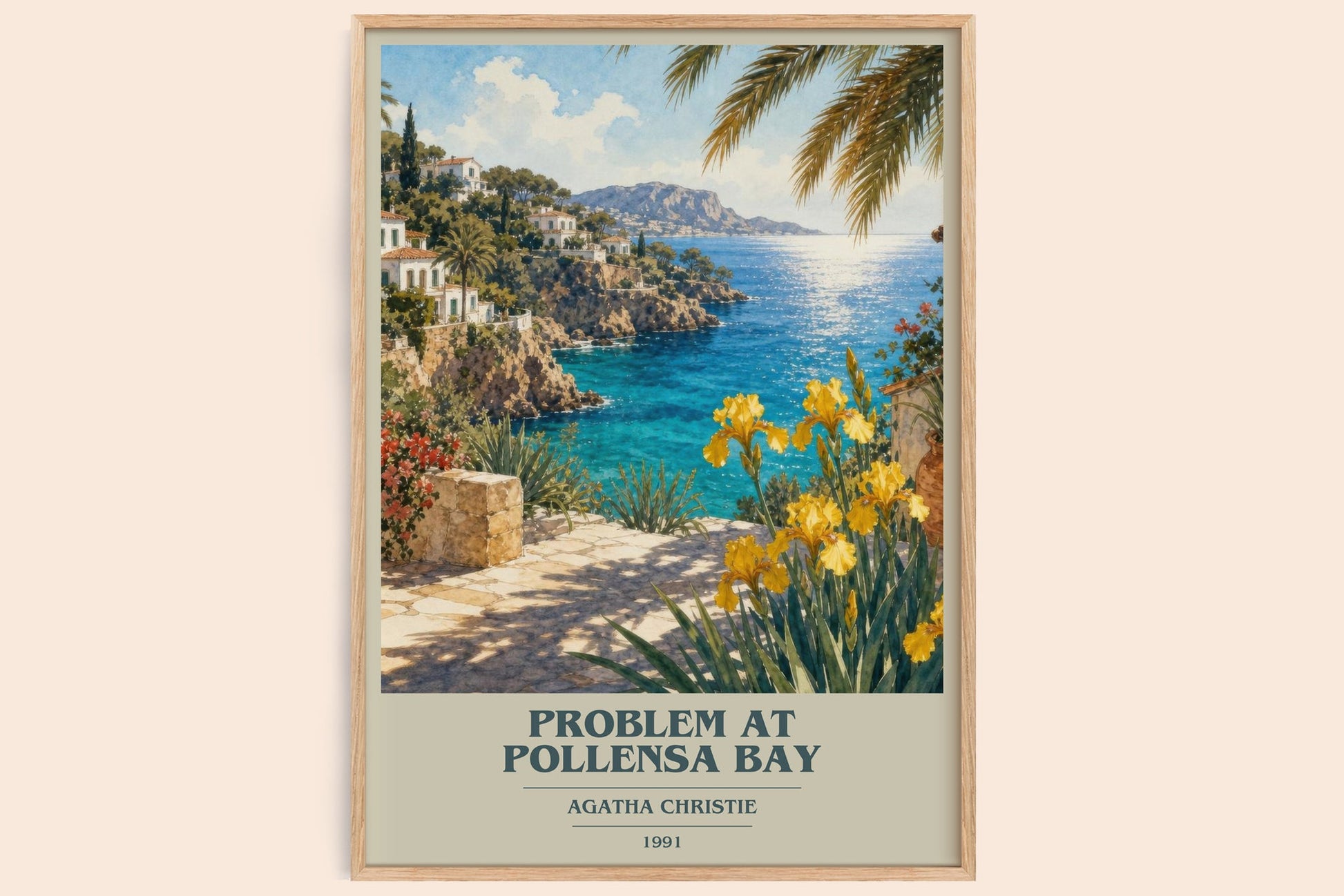 Problem At Pollensa Bay book cover book poster by Agatha Christie – framed literary art print