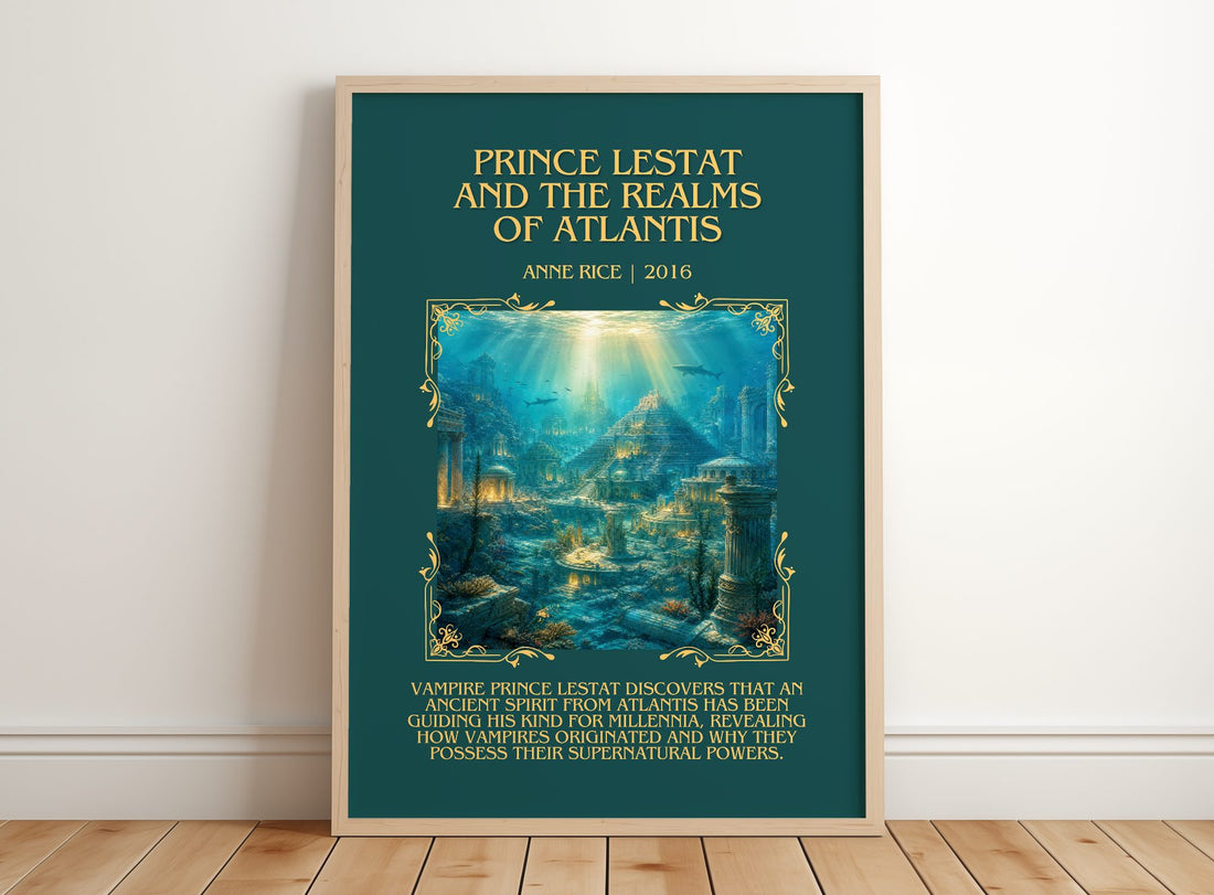 Prince Lestat And The Realms Of Atlantis Minimalist Book Poster – framed print leaning on a wooden floor