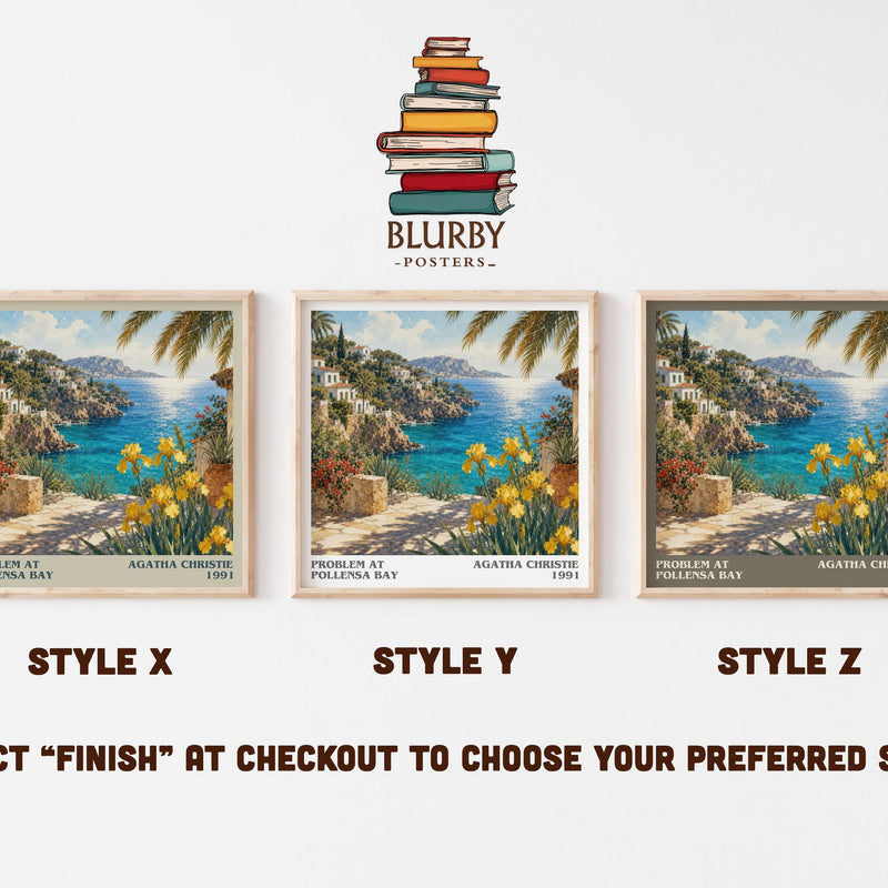 Problem At Pollensa Bay literary print in frame leaning in hallway – mystery wall art