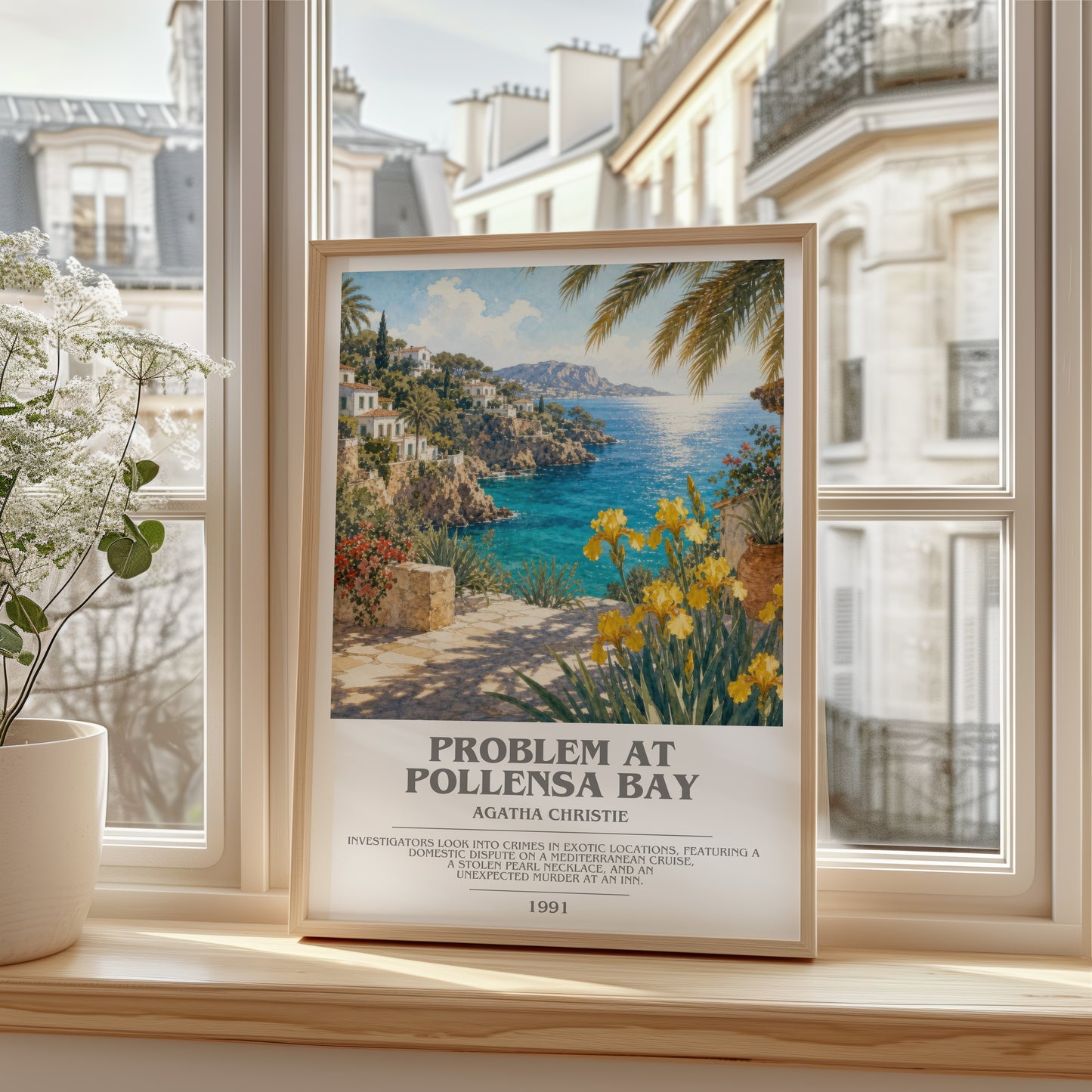 Problem At Pollensa Bay bookish poster colour and style options – Agatha Christie book art