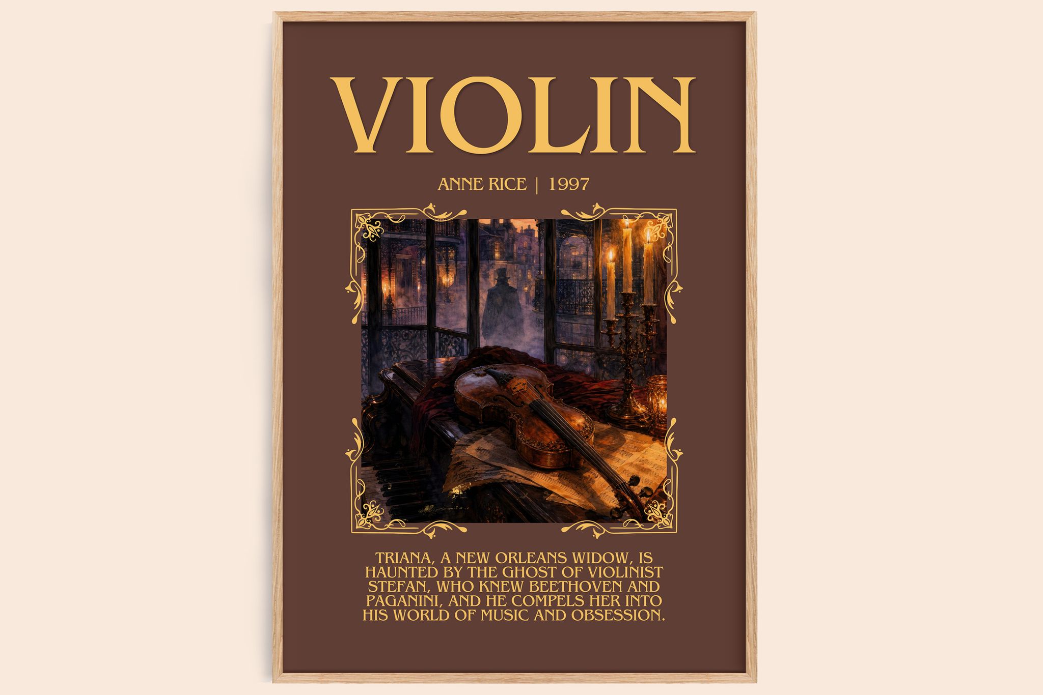 Violin Minimalist Book Poster by Anne Rice