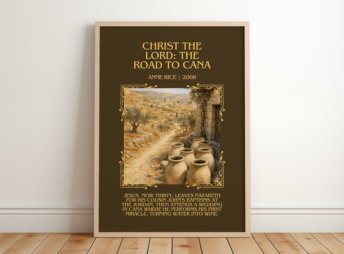 Christ The Lord: The Road To Cana Minimalist Book Poster by Anne Rice – framed print leaning on a wooden floor