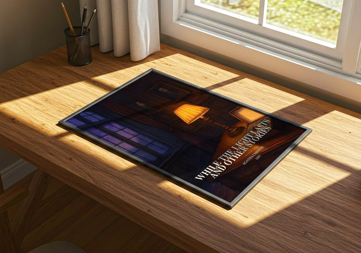 While The Light Lasts And Other Stories watercolour book poster framed on wall – mystery wall art