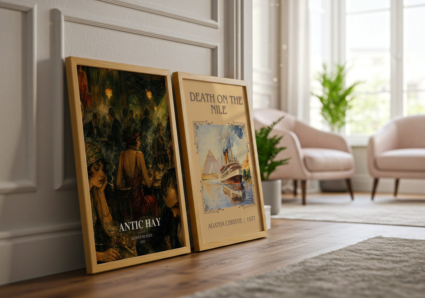 Antic Hay watercolour print framed by window – literary home decor