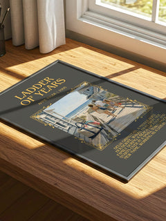 Ladder Of Years Minimalist Book Poster by Anne Tyler – print on a sunlit desk