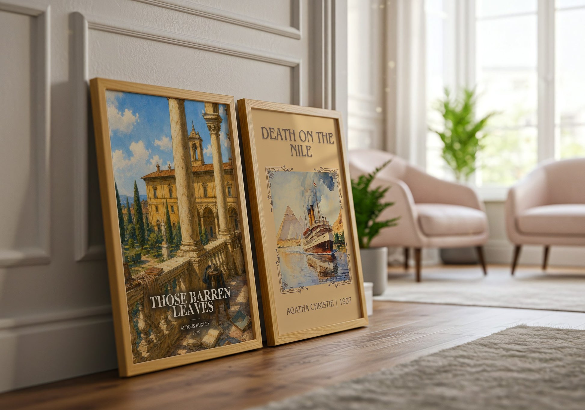 Those Barren Leaves watercolour print framed by window – literary home decor