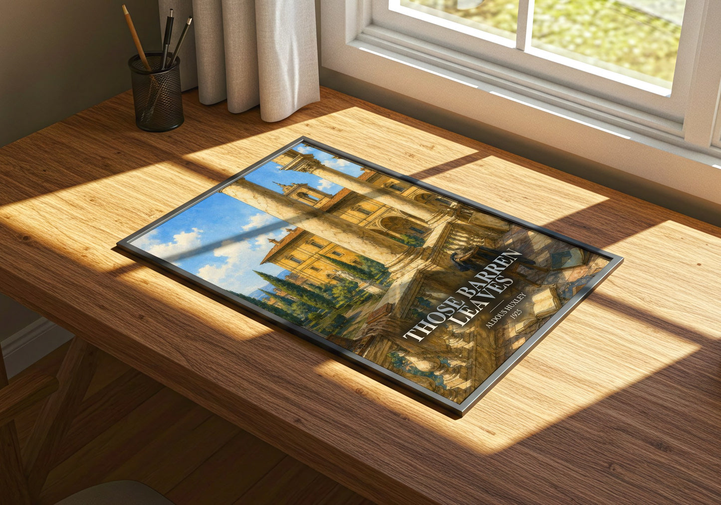 Those Barren Leaves watercolour book poster framed on wall – literary fiction wall art