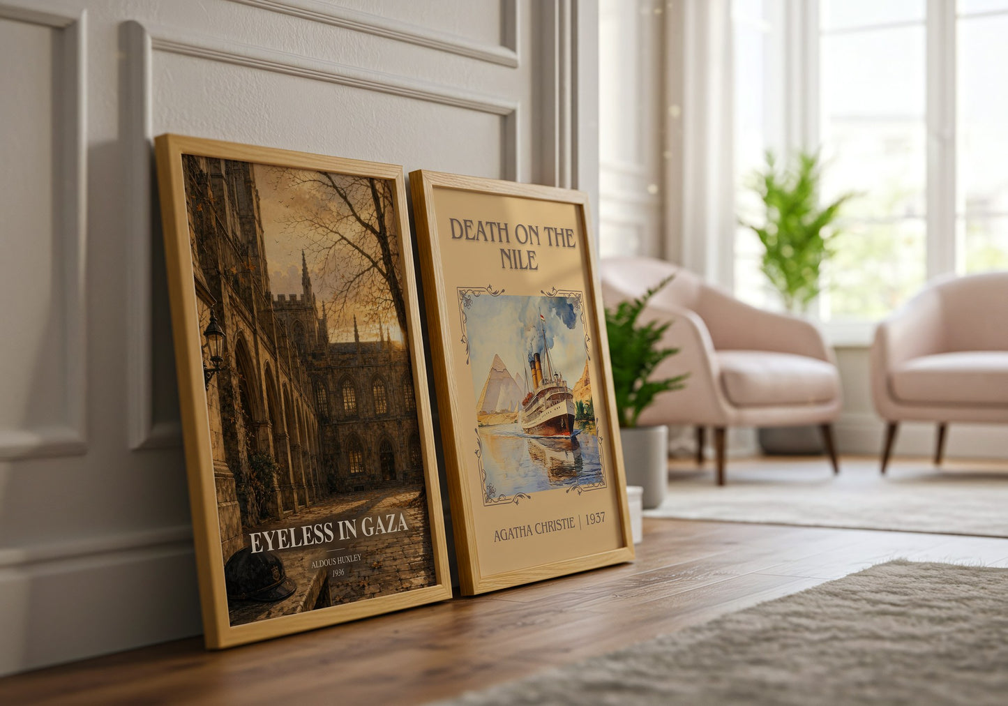 Eyeless In Gaza watercolour print framed by window – literary home decor
