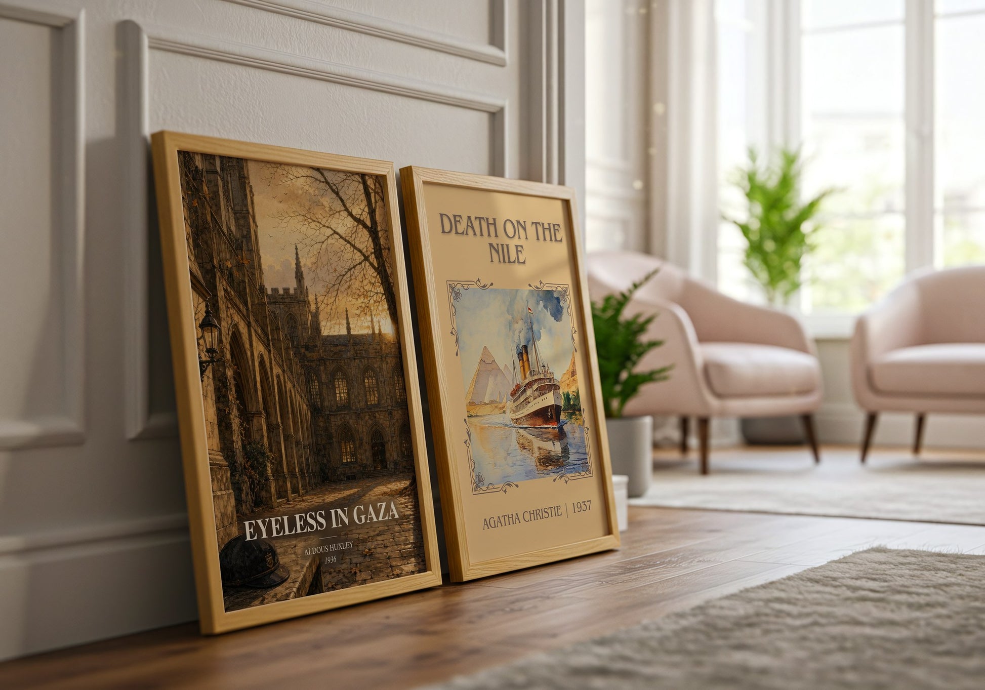 Eyeless In Gaza watercolour print framed by window – literary home decor