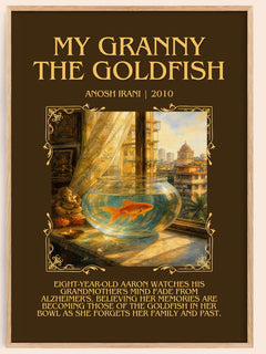 My Granny The Goldfish Minimalist Book Poster by Anosh Irani – book poster