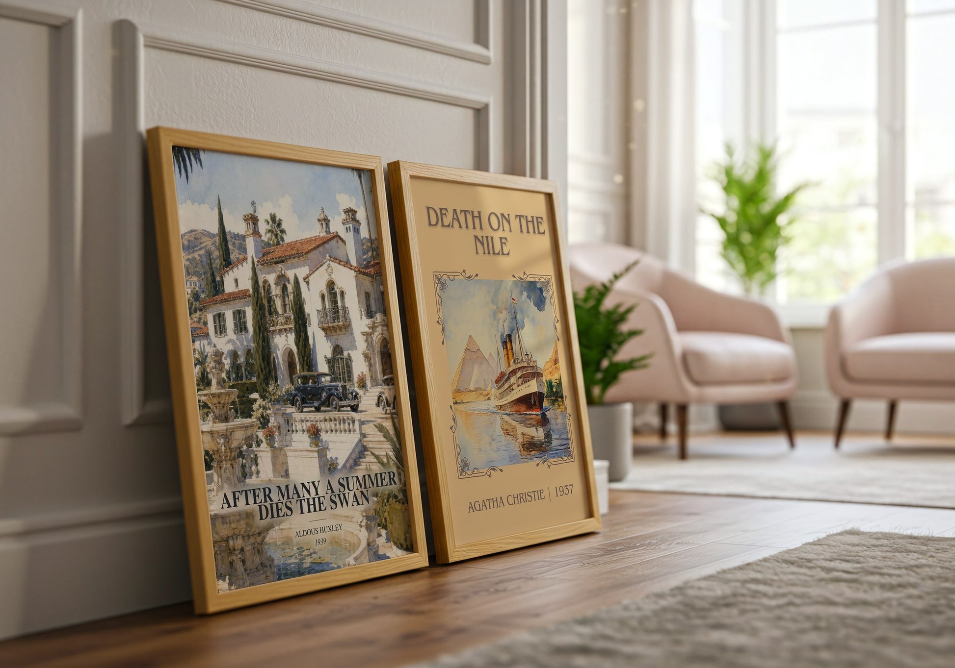 After Many A Summer Dies The Swan watercolour print framed by window – literary home decor
