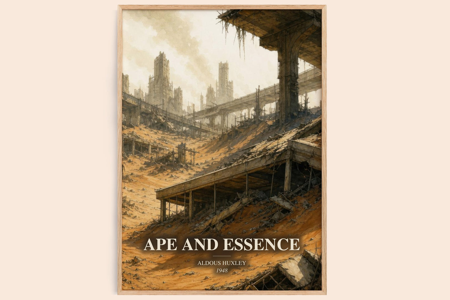 Ape And Essence watercolour book poster by Aldous Huxley – framed literary art print
