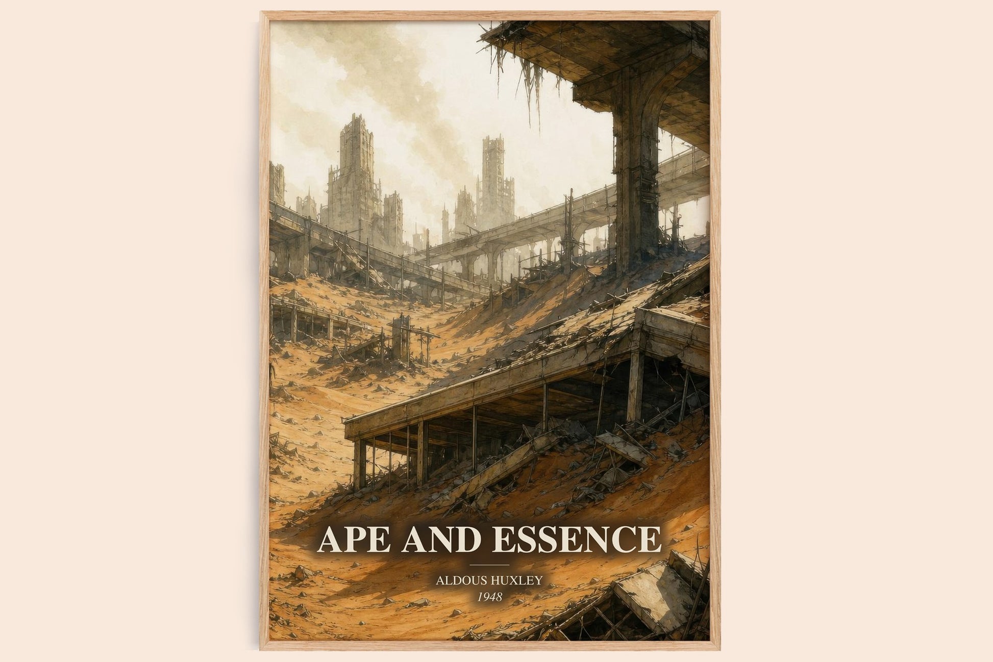 Ape And Essence watercolour book poster by Aldous Huxley – framed literary art print