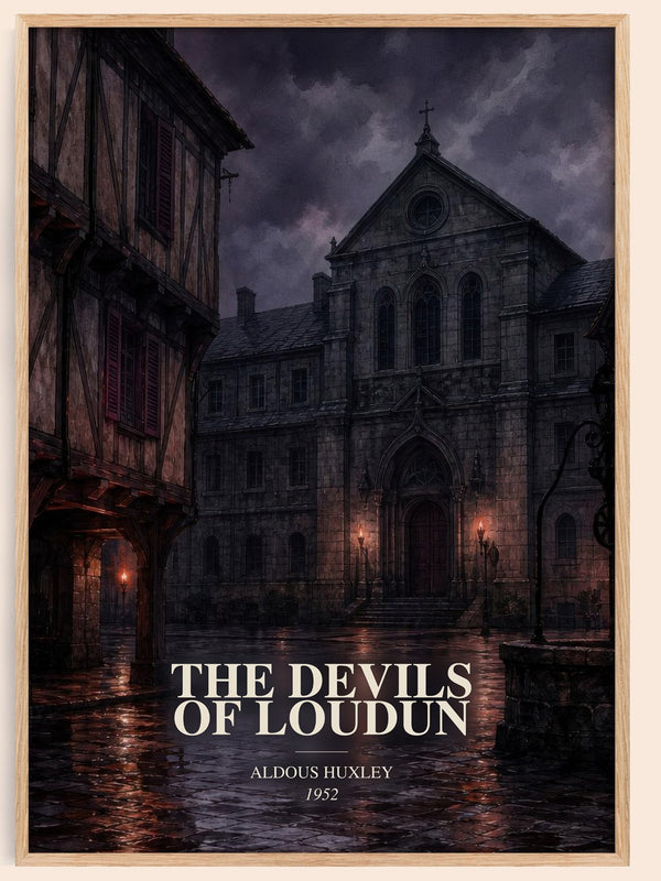 The Devils Of Loudun watercolour book poster by Aldous Huxley – framed literary art print