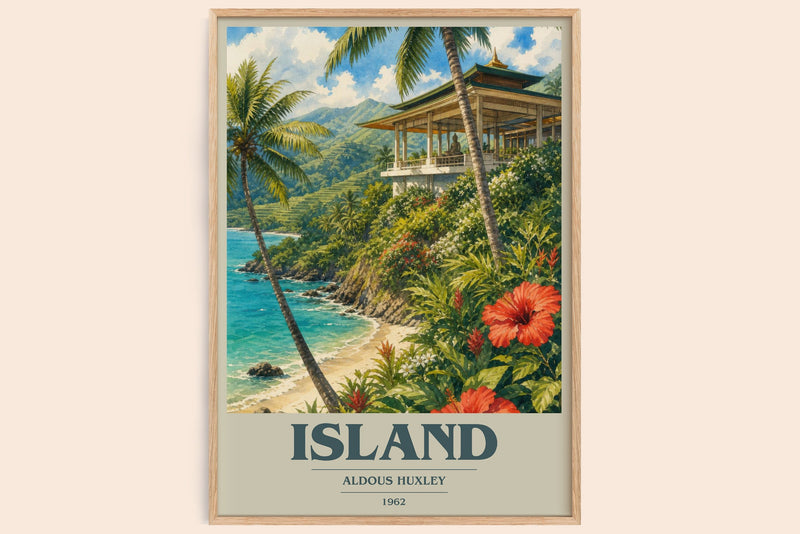 Island Book Cover Poster by Aldous Huxley