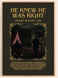 He Knew He Was Right Minimalist Book Poster by Anthony Trollope – image 1