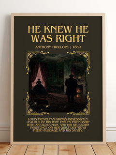 He Knew He Was Right Minimalist Book Poster by Anthony Trollope – image 2